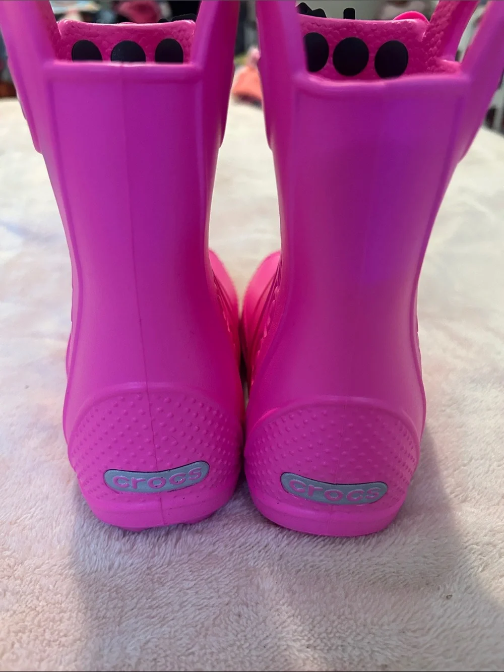 Crocs Pink Waterproof Rain Boots with Pull Handles